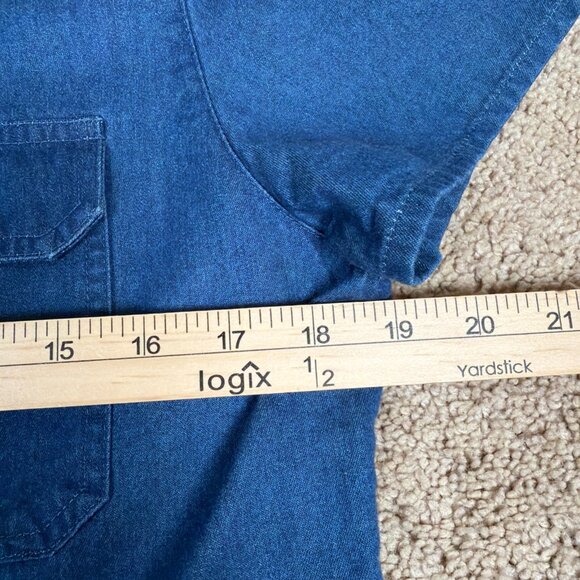 Talbots Petites Maxi Dress Women 10P Blue Denim Button Front Country Prairie Vtg - Picture 7 of 8